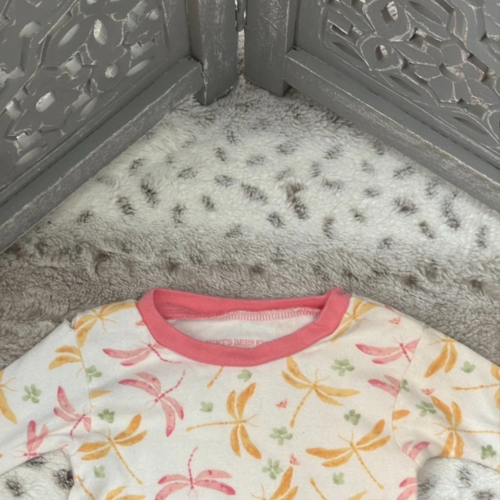 Burt’s Bees Kids long sleeve shirt girls 2T pastel dragonfly four leaf clover